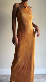 Load image into Gallery viewer, Sun Kissed Orange Twist Plisse Maxi Dress
