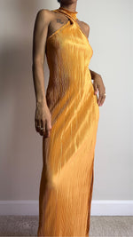 Load image into Gallery viewer, Sun Kissed Orange Twist Plisse Maxi Dress
