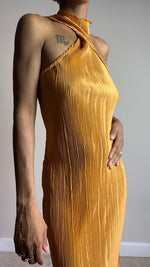 Load image into Gallery viewer, Sun Kissed Orange Twist Plisse Maxi Dress
