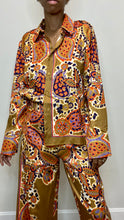 Load image into Gallery viewer, Everything&#39;s Golden Paisley Print Satin Top
