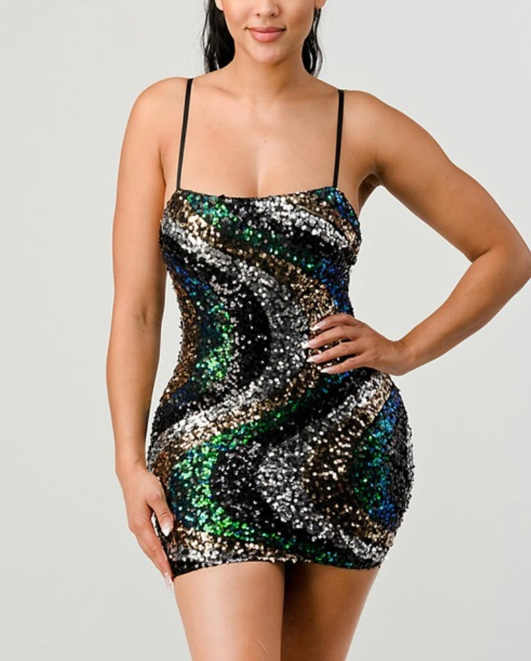 Ride The Wave Sequin Mini Dress