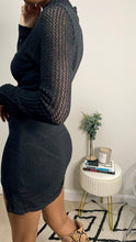 Load image into Gallery viewer, Mesh on My Sleeve Mock Neck Knit Mini Dress - Black
