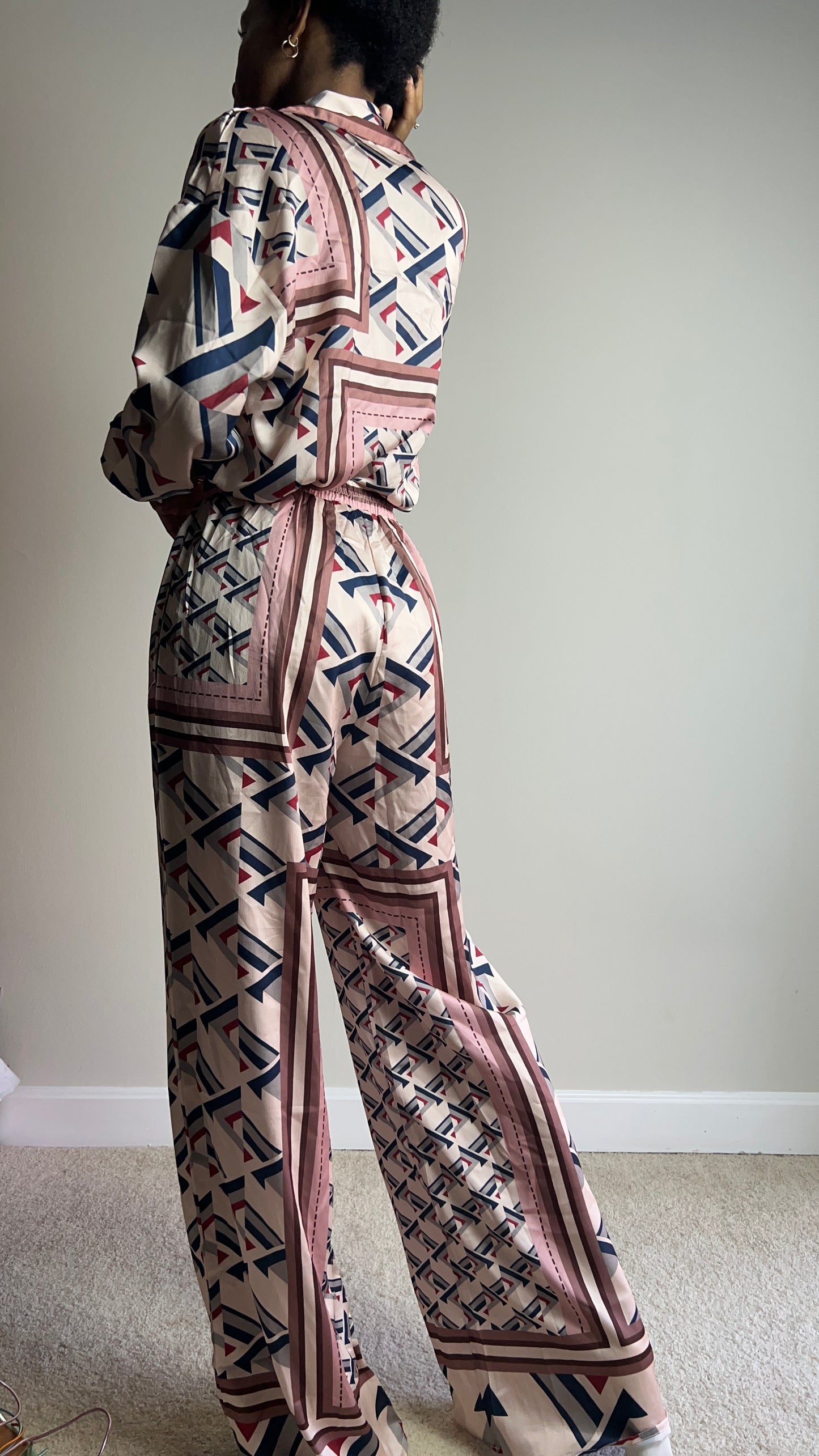 Geo Scarf Print Pant Set