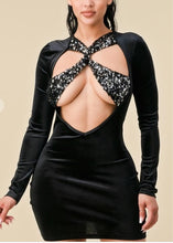 Load image into Gallery viewer, Got Me Twisted Velvet Mini Dress
