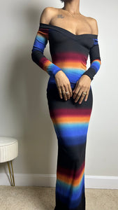 After Sun Off Shoulder Gradient Maxi Dress