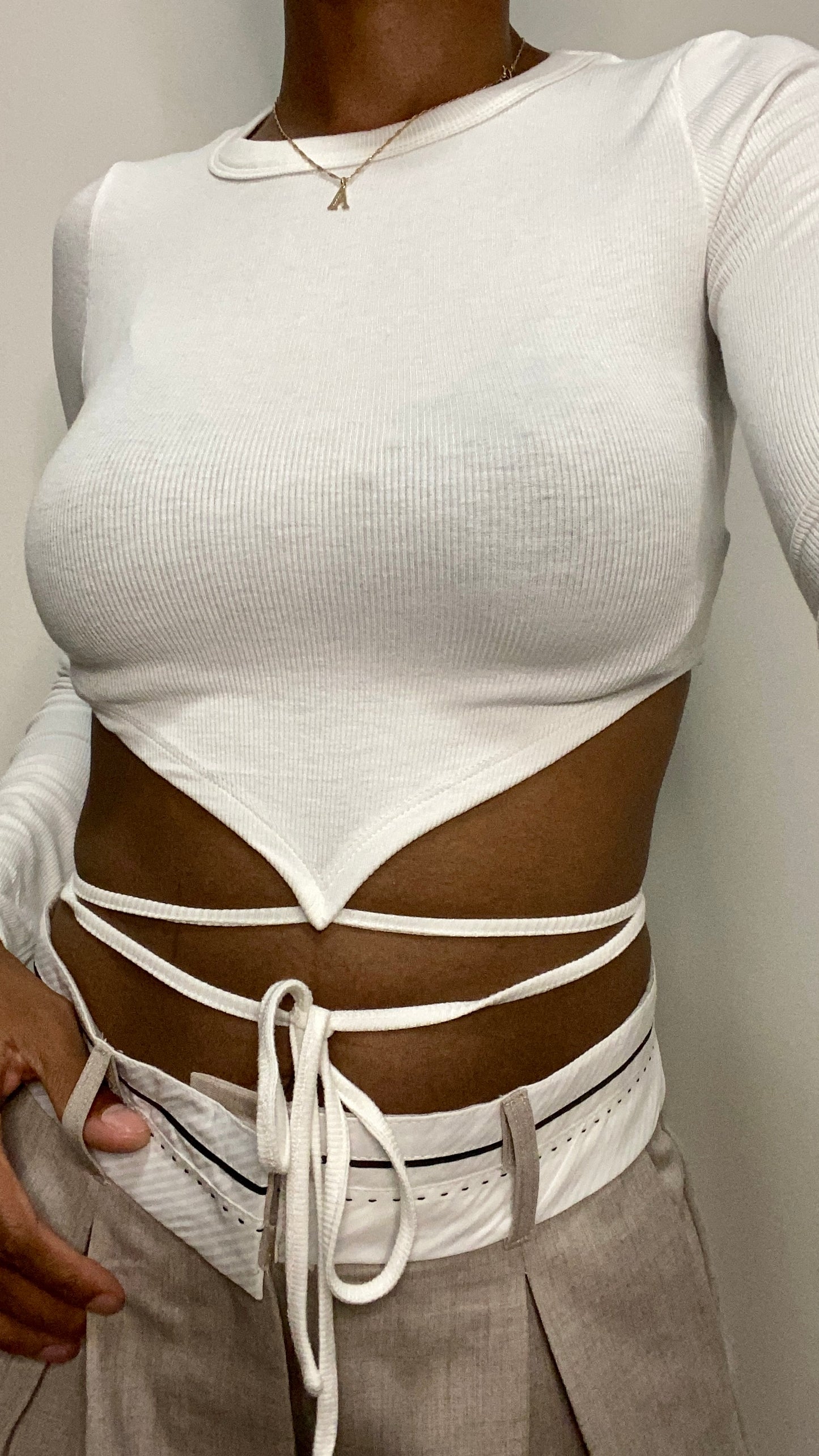 Ribbed Diamond Cutout Top