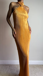 Load image into Gallery viewer, Sun Kissed Orange Twist Plisse Maxi Dress
