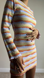 Load image into Gallery viewer, Retro Striped Knit Mini Dress
