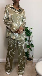 Blurred Lines Satin Pant Set