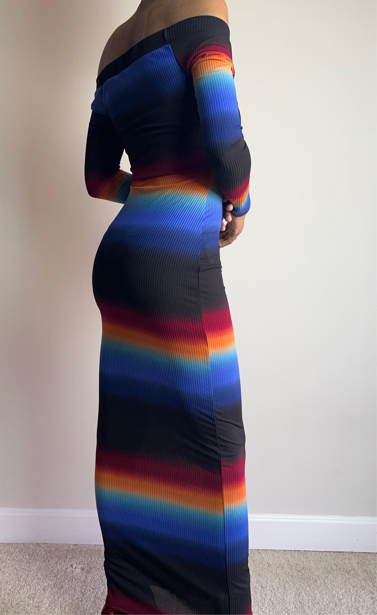 After Sunset Off Shoulder Gradient Maxi Dress