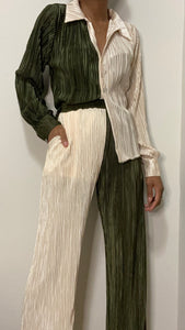 Down the Middle Plisse Pant Set