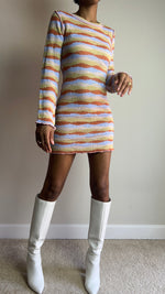 Load image into Gallery viewer, Retro Striped Knit Mini Dress
