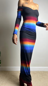 After Sun Off Shoulder Gradient Maxi Dress