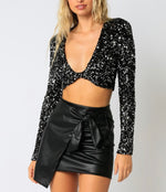 Load image into Gallery viewer, Life of The Party Sequin Crop Top
