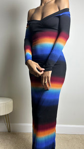 After Sun Off Shoulder Gradient Maxi Dress