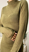 Load image into Gallery viewer, Mesh On My Sleeve Mock Neck Knit Mini Dress - Dark Olive
