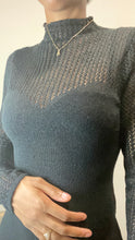 Load image into Gallery viewer, Mesh on My Sleeve Mock Neck Knit Mini Dress - Black
