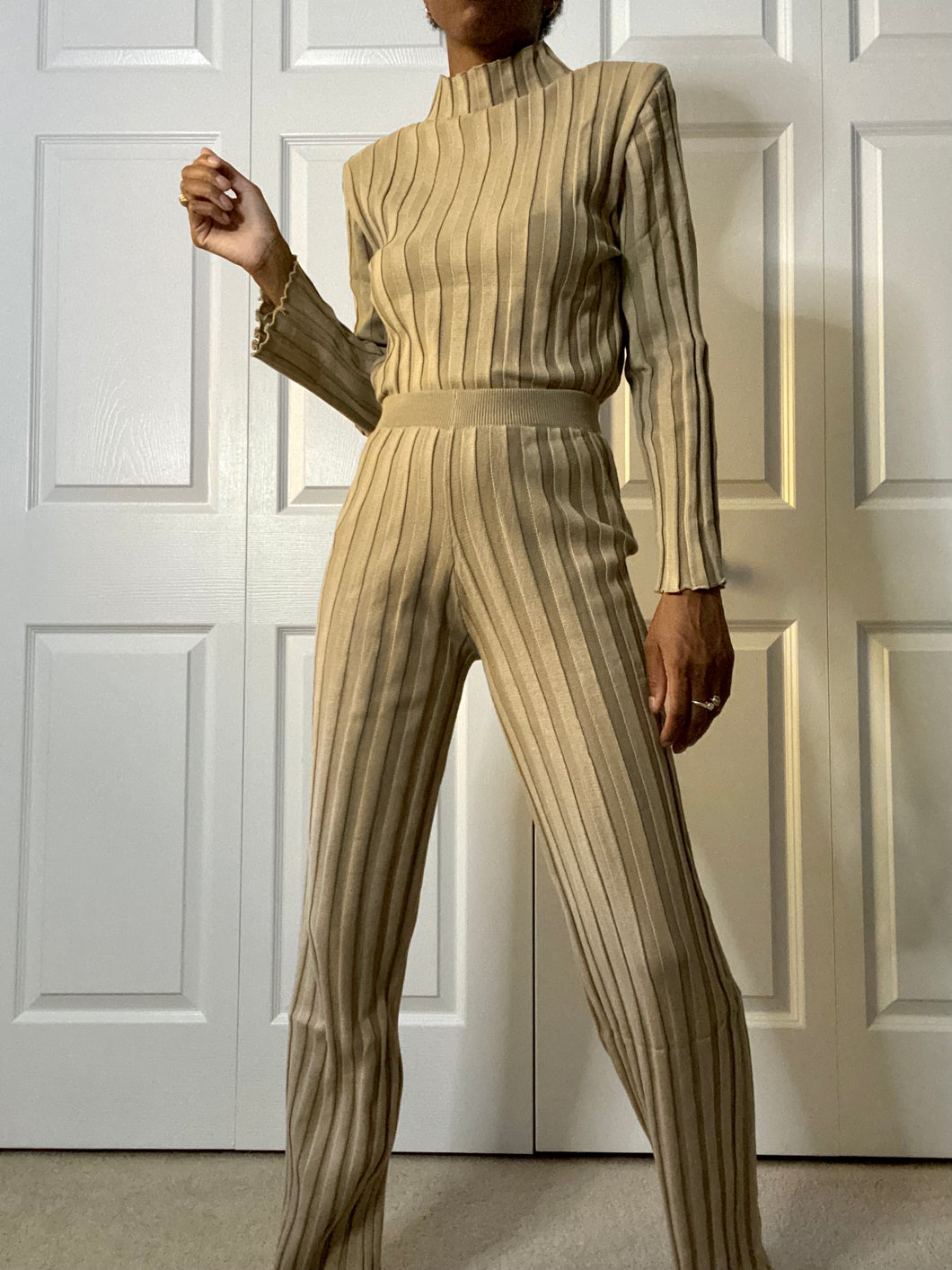 Luxe Ribbed Knit Sweater Pant Set