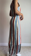 Load image into Gallery viewer, Worth The Tassle Striped Fringe Midi Dress
